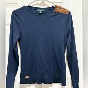 Lauren Ralph Lauren Navy Top with Brown Patch